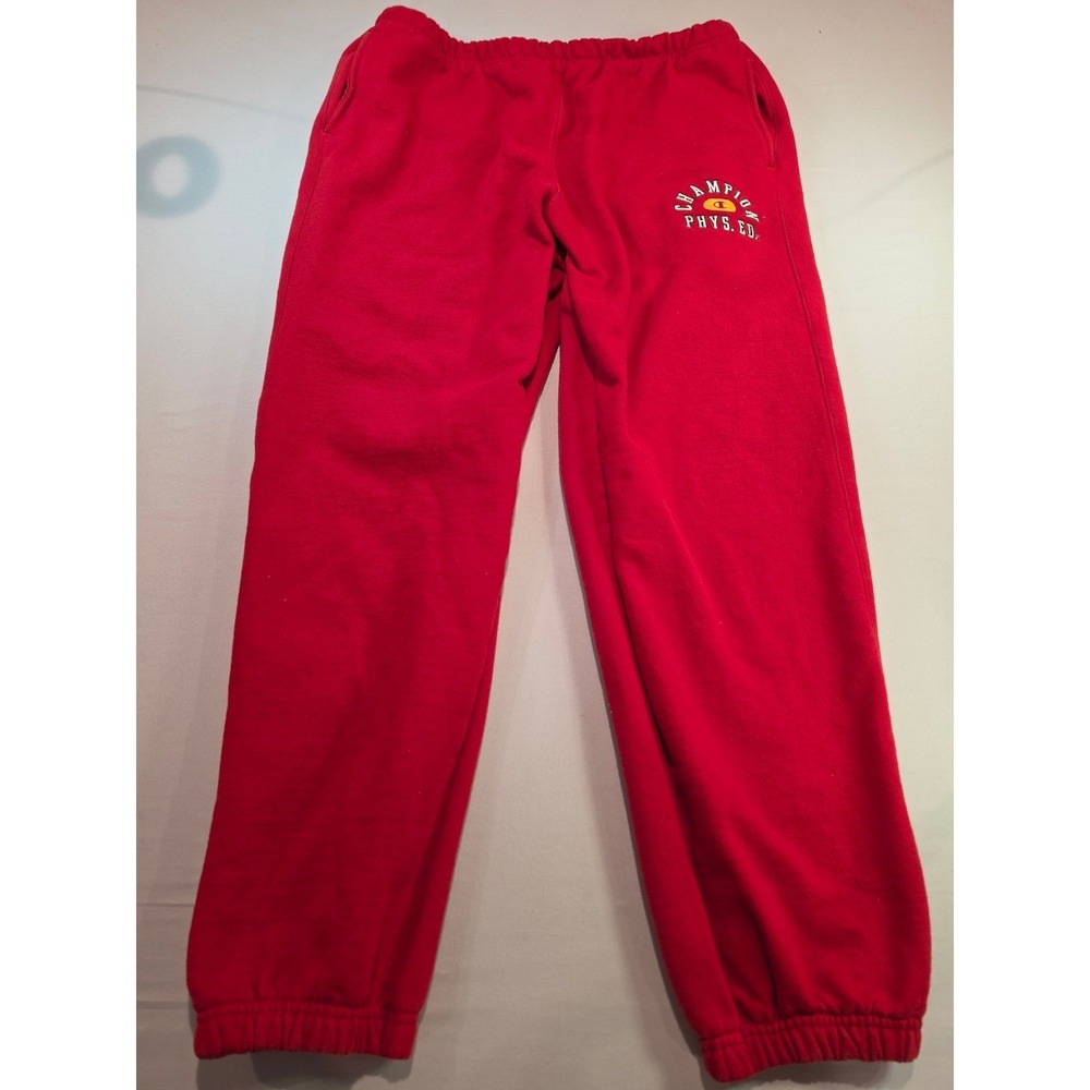 Champion Reverse Weave Red Phys Ed Embroidered Sweatpants GF884 XL Mens Joggers